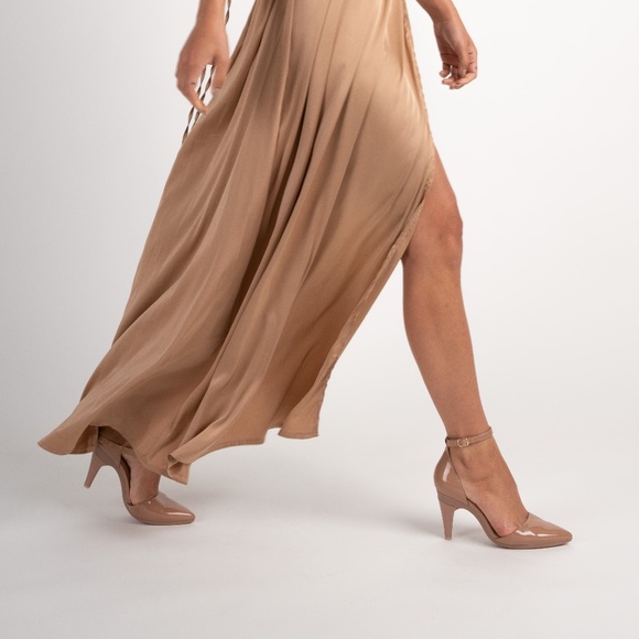 CONVERTIBLE HEEL - Pashion 1.0 The D'Orsay - Latte Patent Stiletto 4 inch - Picture 2 of 4